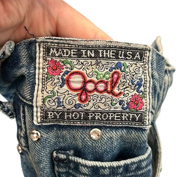Vintage Goal by Hot Property Rhinestone Lined Light Wash Denim Jeans Womens 6 - Picture 5 of 7